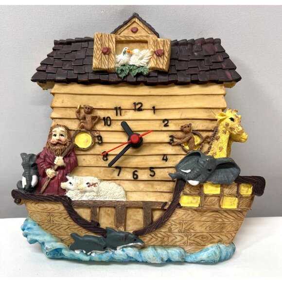 Noahs Ark Animal Figurine Wall Clock With Animals - Picture 1 of 6